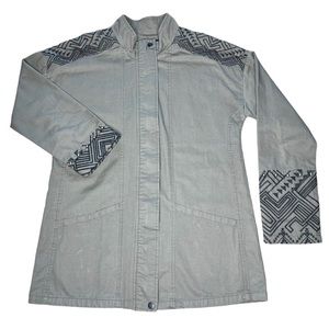 Blu Pepper Army Military Green Jacket w/ Aztec Pattern & Studs, Women’s Small
